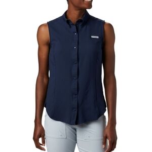 Columbia PFG sleeveless navy fishing shirt with Omni-shade/Omni-wick Size S
